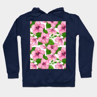 Pink hibiscus watercolor pattern Hoodie